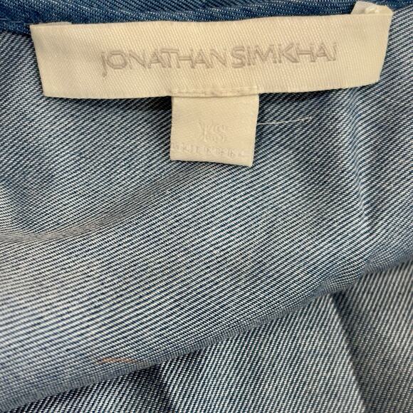 Jonathan Simkhai Size XS Blue Lace Embellished Blouse Top Cottage Peasant - Picture 2 of 5